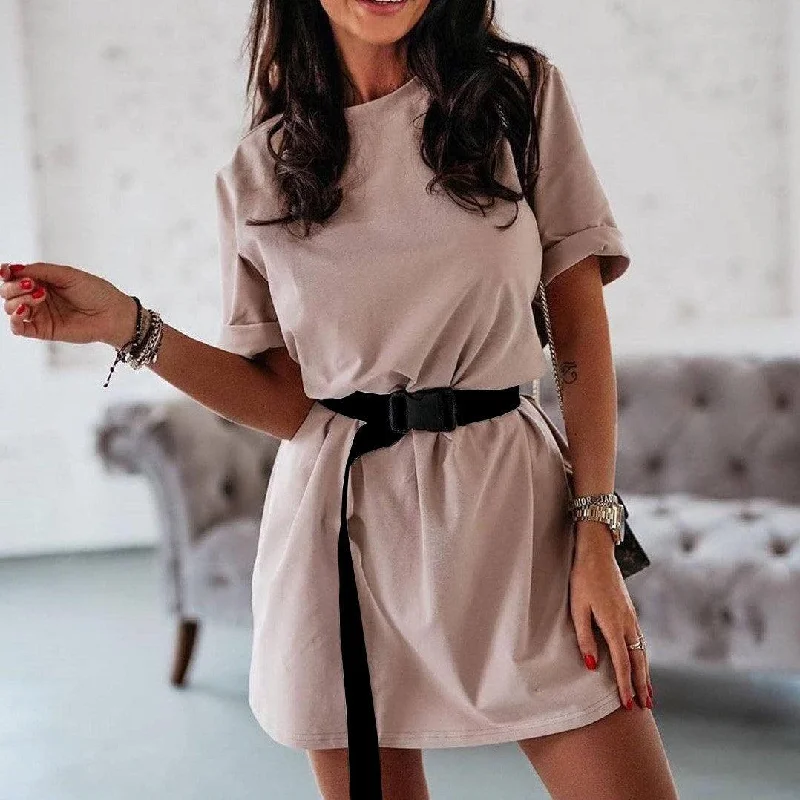 Leather DressCasual solid color fashion dress