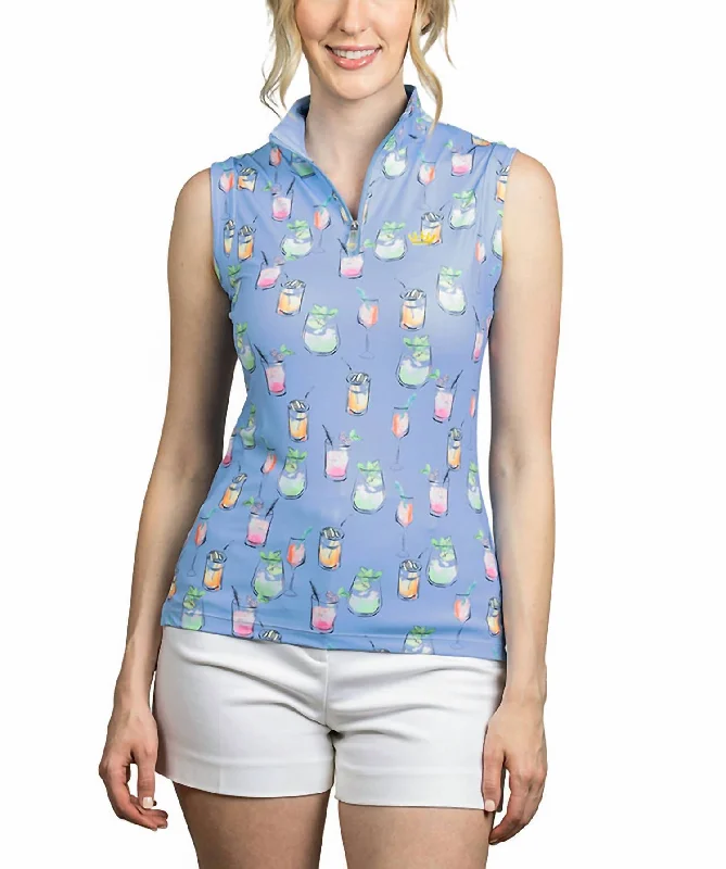 Cropped Shirts1/4 Zip Sleeveless Sun Shirt In Light Blue Cocktail