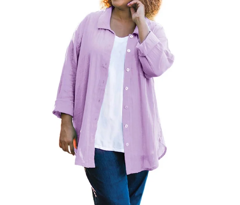 Hip-Hop ShirtsCotton Collar Long Sleeve Kendall Shirt - Plus In French Lilac