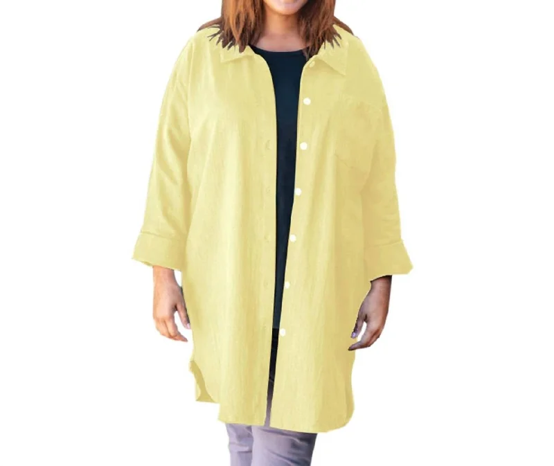 Layered ShirtsCotton Collar Long Sleeve Kendall Shirt - Plus In Lemonade