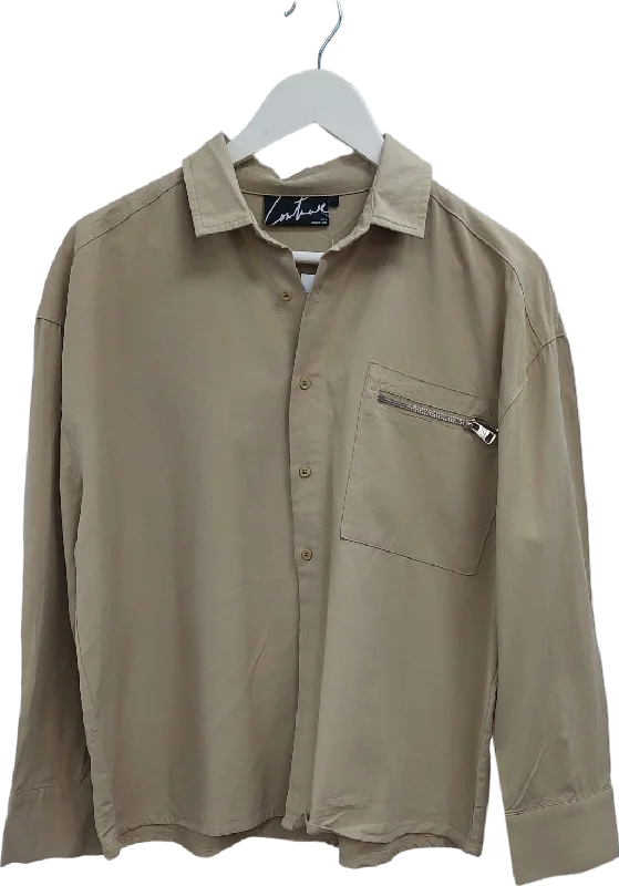 Layered ShirtsThe Couture Club Beige Zip Pocket Detail Shirt UK 6