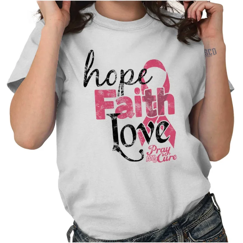 Minimalist T-ShirtsBreast Cancer Hope Faith Ladies T Shirt