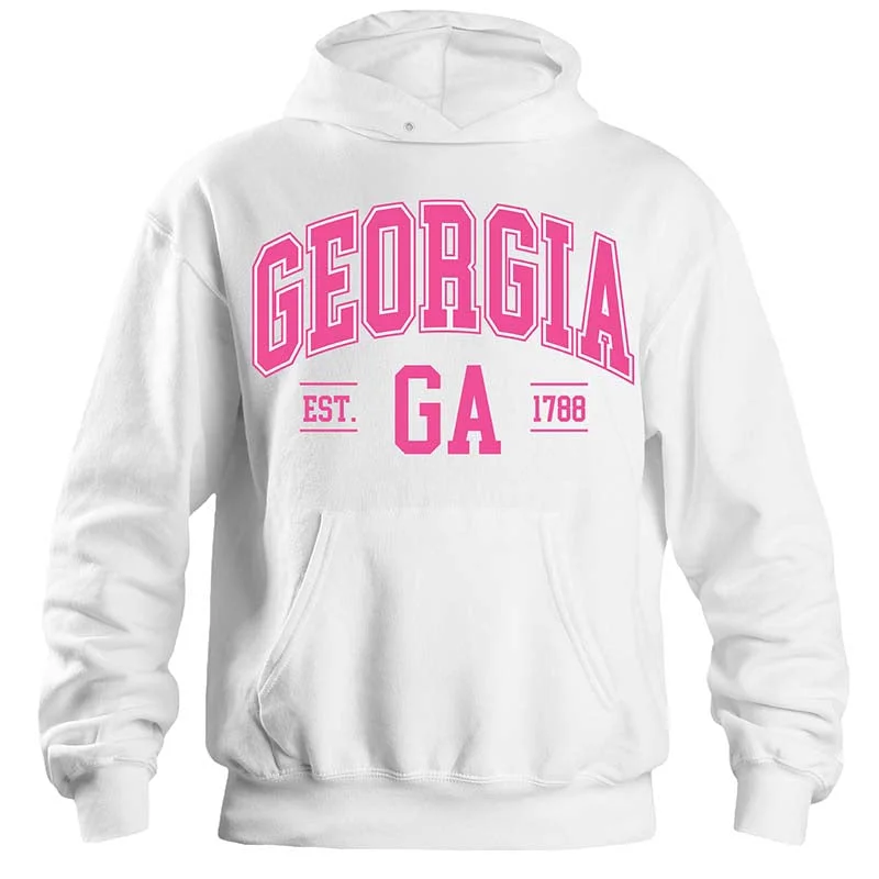 Zippered T-ShirtsGeorgia Established Hoodie in White & Pink