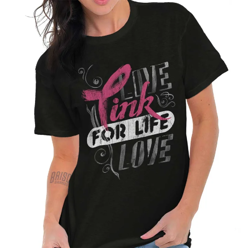 Yoga T-ShirtsPink For Life T Shirt