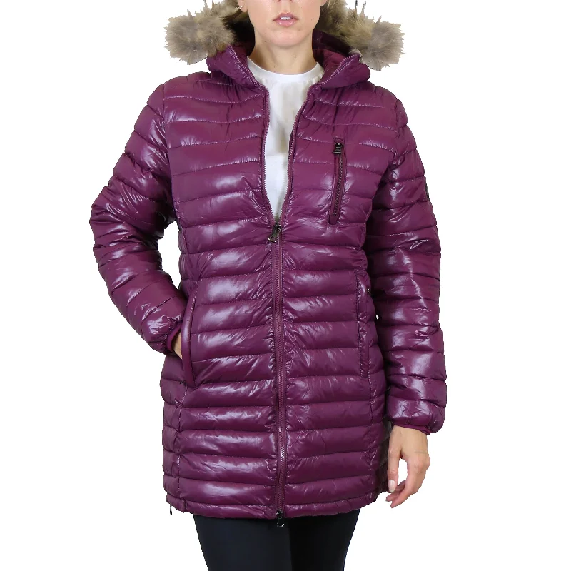 Women's Lightweight Long Puffer Bubble JacketRecycled Fabric Hoodies