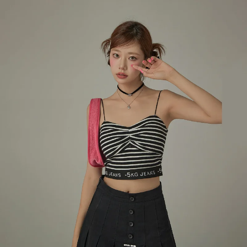 Street style sleeveless topsStripe Sleeveless Slim Strap Top