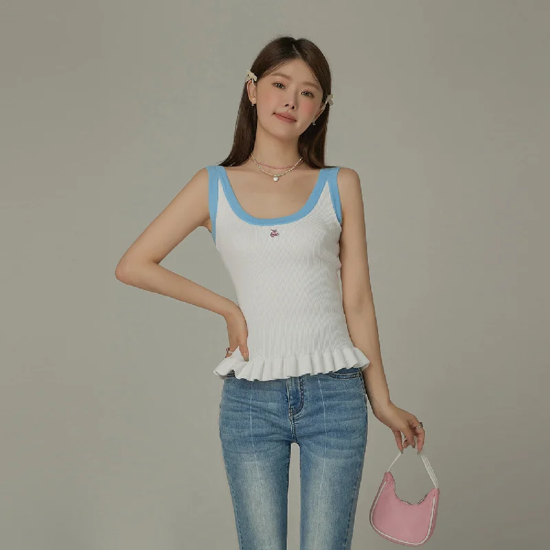 Independent Brand sleeveless topsCherry Detail Knit Sleeveless Top