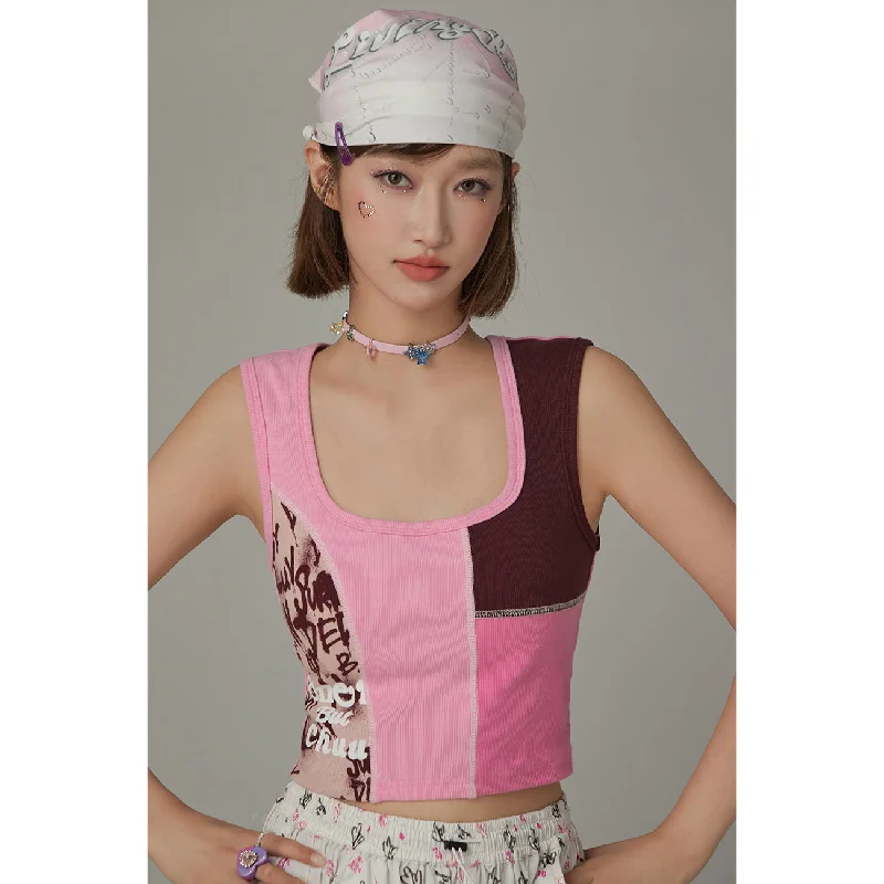 Sweat-wicking sleeveless topSquare Color Scheme Sleeveless Top