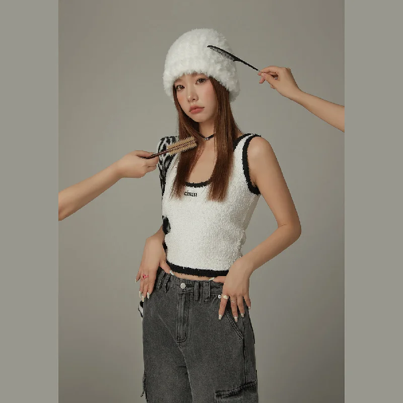 Party sleeveless topsFuzzy Line Color Scheme Sleeveless Top