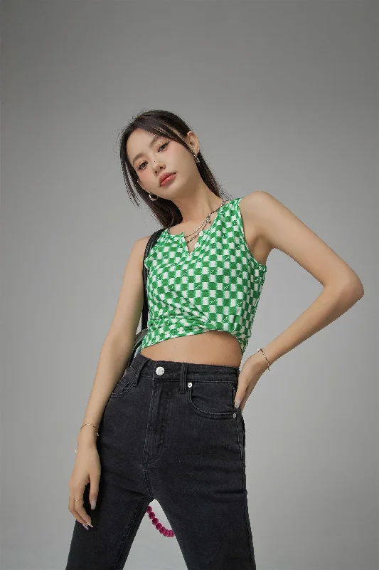 Luxury sleeveless topsNot Afraid Of Tomorrow Checkered Sleeveless Top